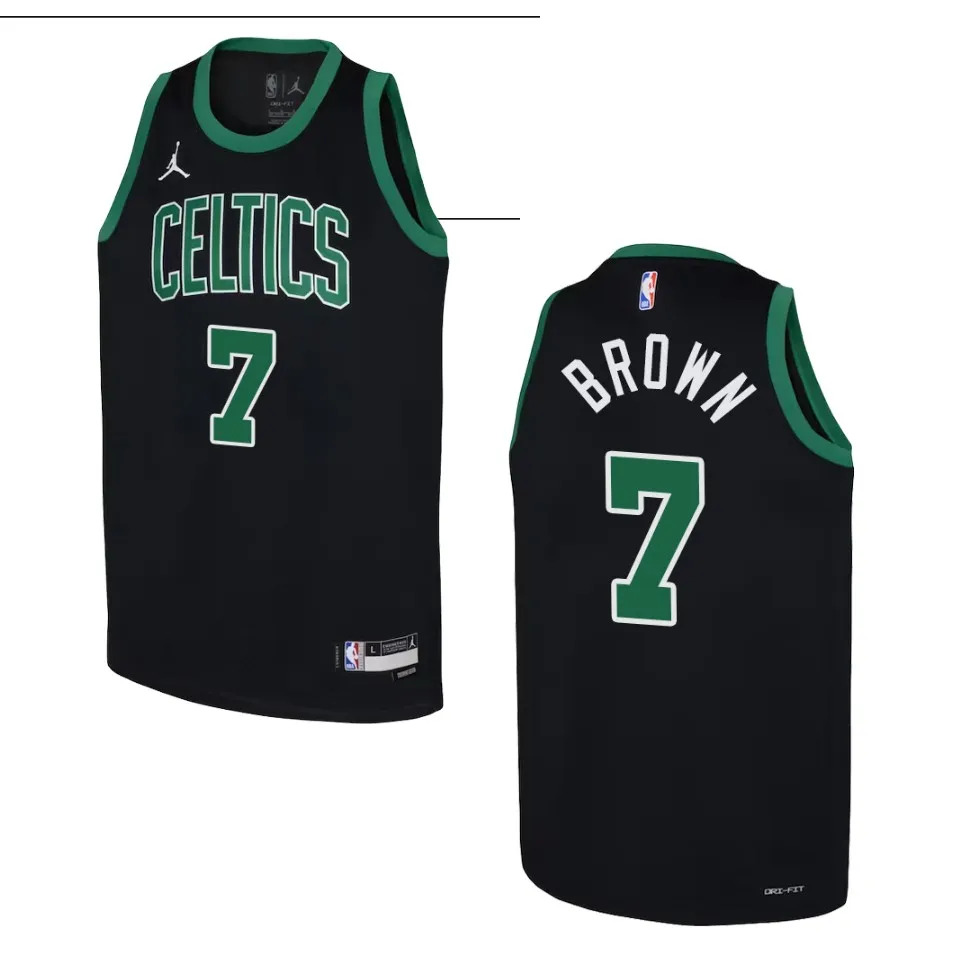 Youth Boston Celtics Jaylen Brown #7 Statement Edition 2022-23 Black Jersey 2401FKOU